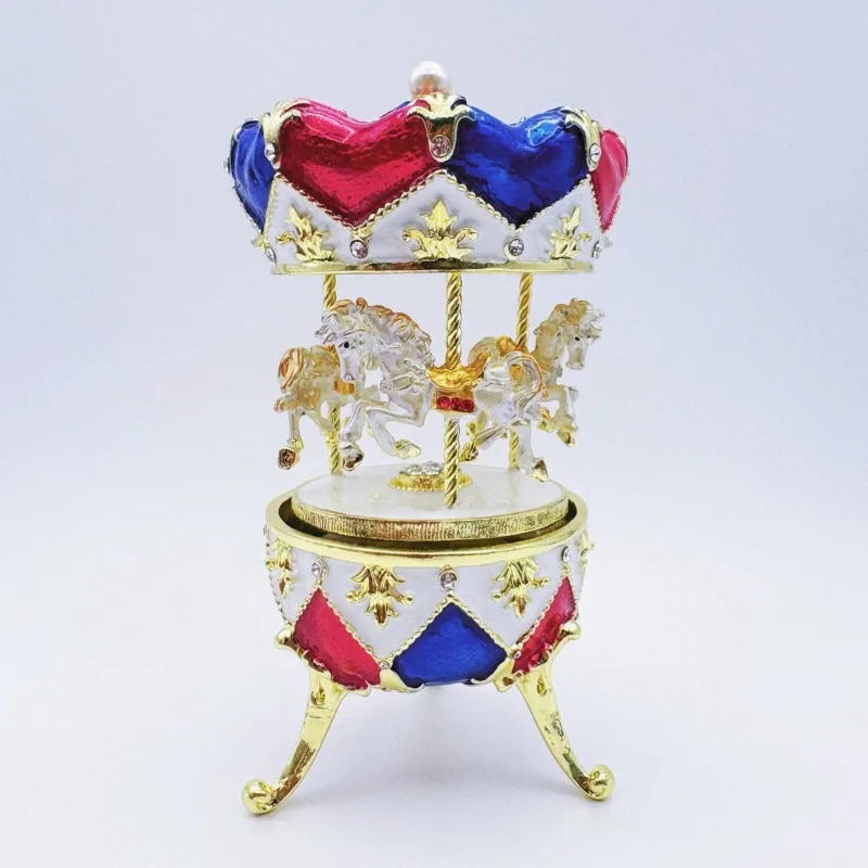 Enamel Color American Carousel Jewelry Box Crafts Home Office Ornament Small Alloy Gifts Commemorative Gifts
