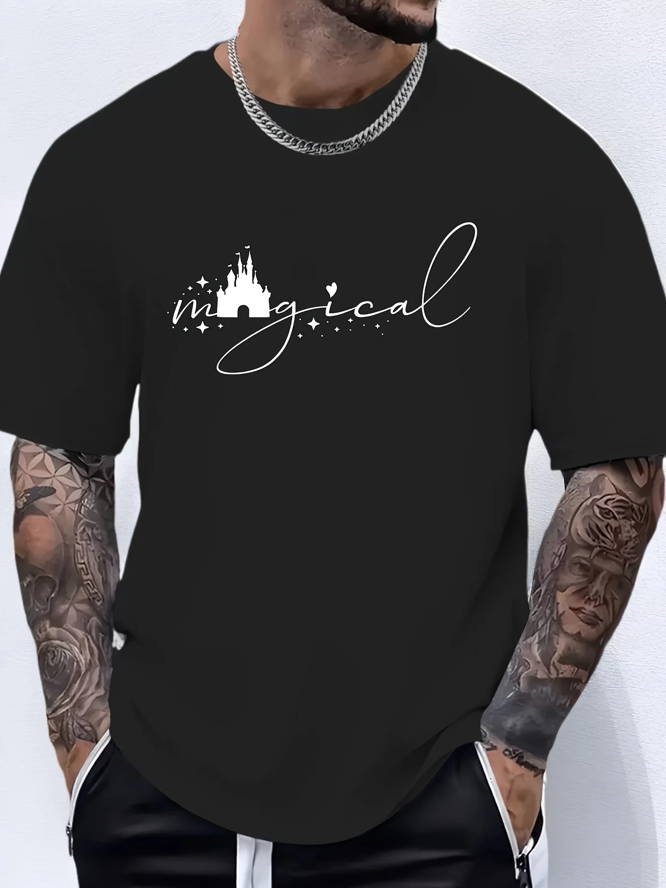 

Men's Summer Castle-Inspired Graffiti Tee - Cool, Casual Fit Top for Everyday Wear