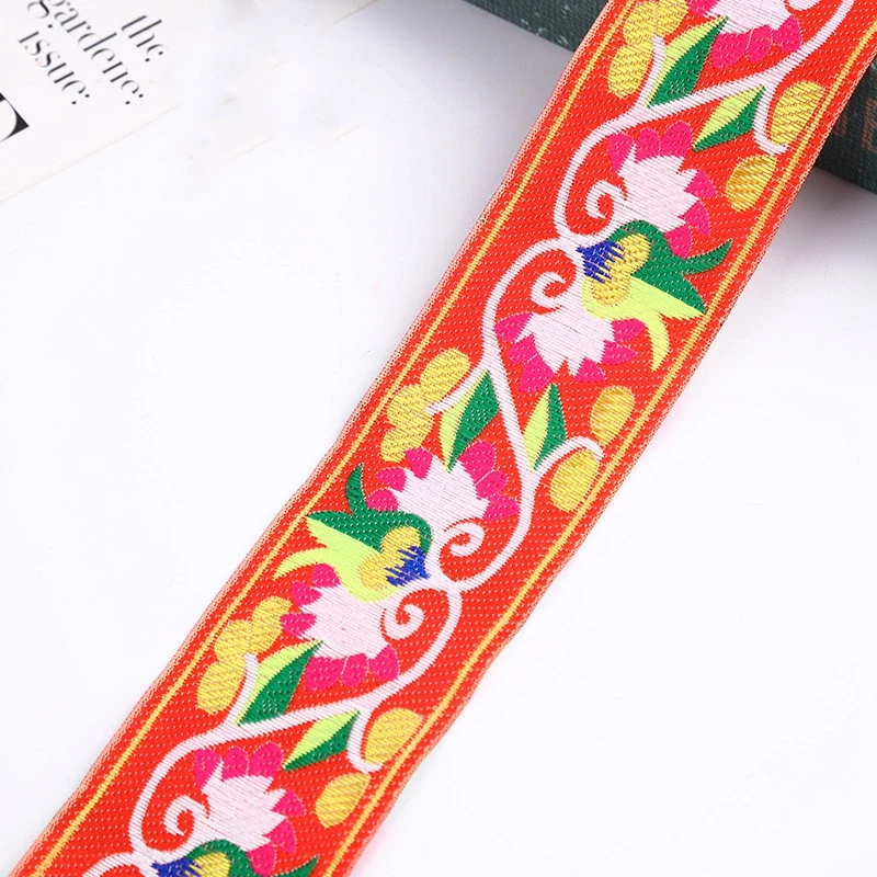 7M Jacquard Ribbons Ethnic Embroidery Flower Webbing Trim DIY Clothes Bag Curtain Accessories Wide 5cm