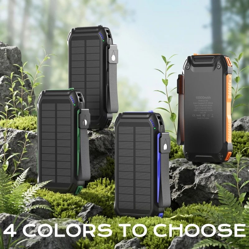 Batería Externa Solar 10000mAh con Luz de Camping