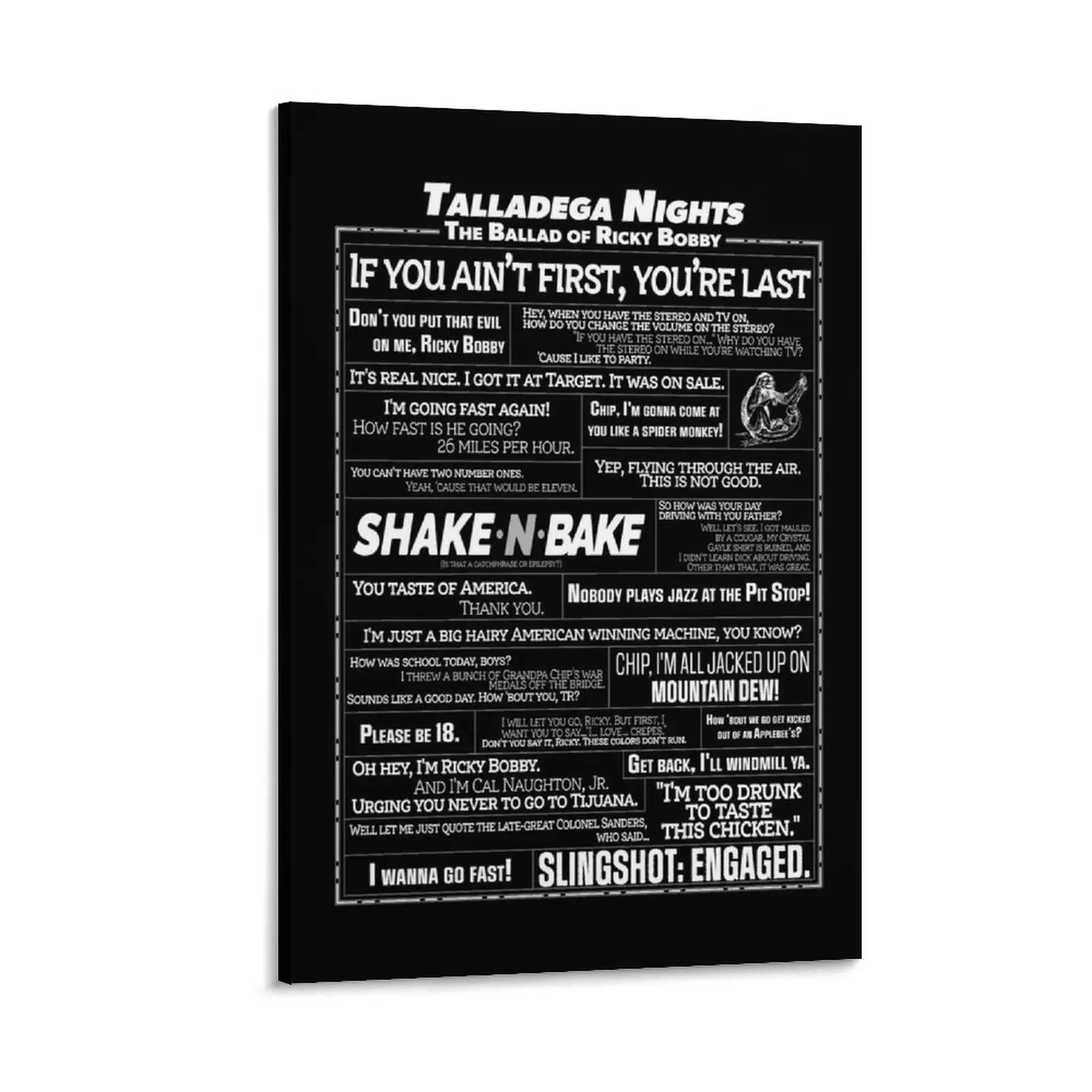 Talladega Nights - Quote Collage Canvas Painting bedrooms decor Decorative paintings