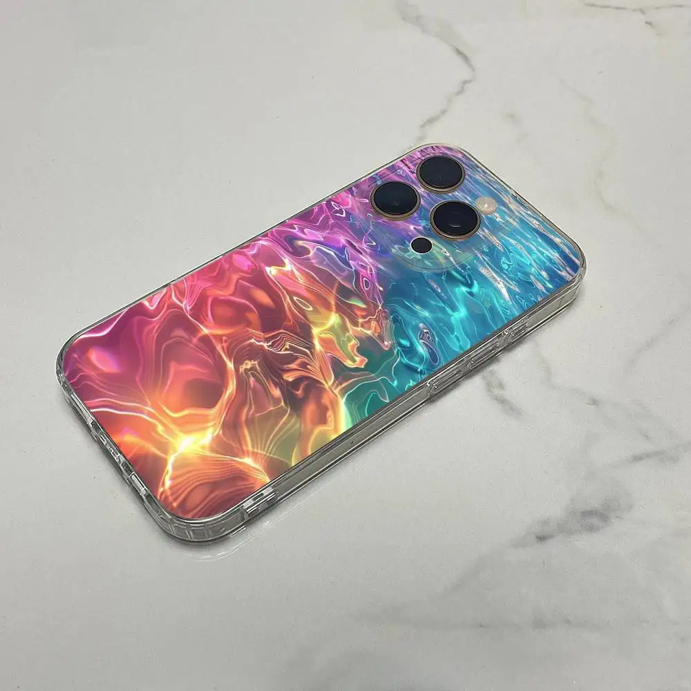 Funda de teléfono artística con textura líquida abstracta para iPhone 17,16,15,14,13,12,11,Plus,Pro,Max,Plus,E,Air,Mini transparente