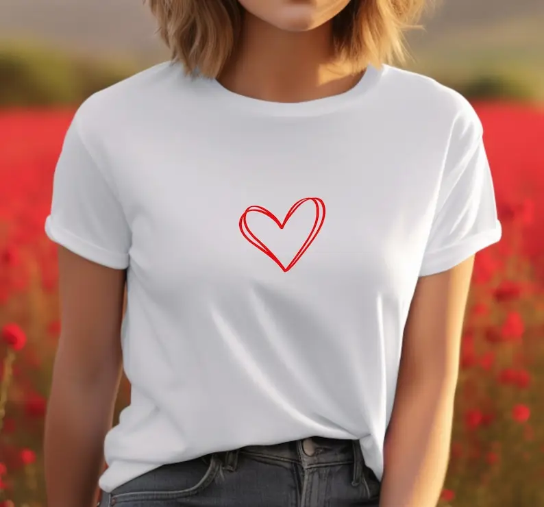 Heart T Shirt Hand Drawn Cute Heart Cute Small Heart Shirt Love Heart Self Trending Fashion T-shirt Aesthetic Clothes