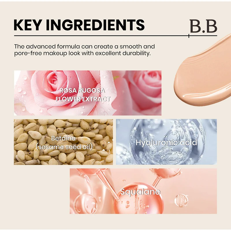 BB crème à couverture parfaite, maquillage de Base de fond de teint pour le visage, crème solaire hydratante Spf42, correcteur naturel intégré à couverture complète