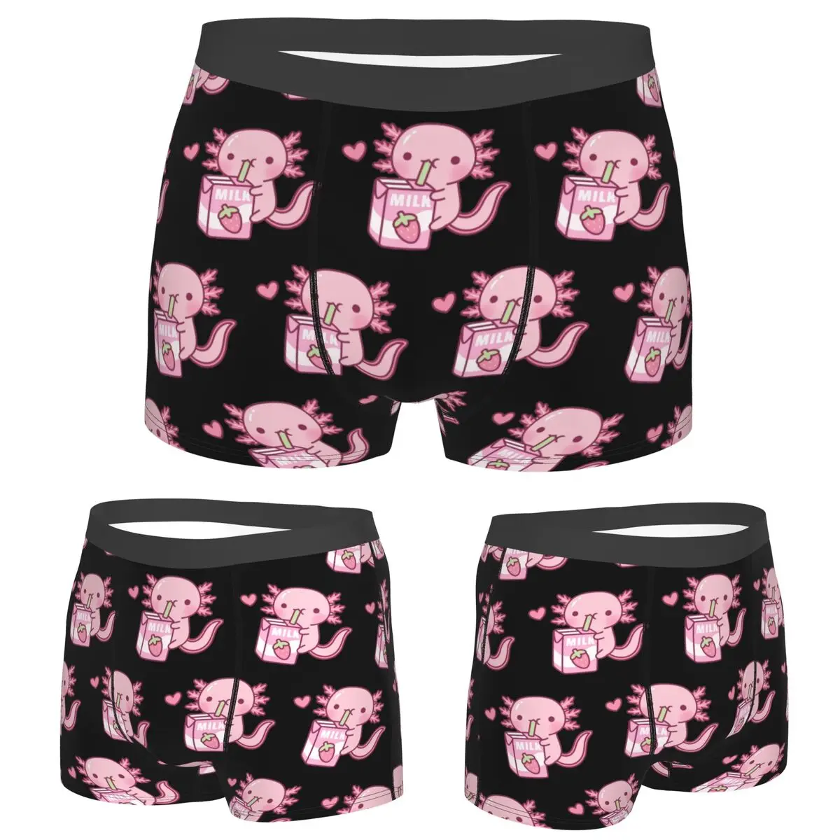 

Трусы-боксеры, шорты, милые трусы-аксолотль с клубничным молоком и рисунком, мужское удобное нижнее белье для Homme Man Boyfriend
