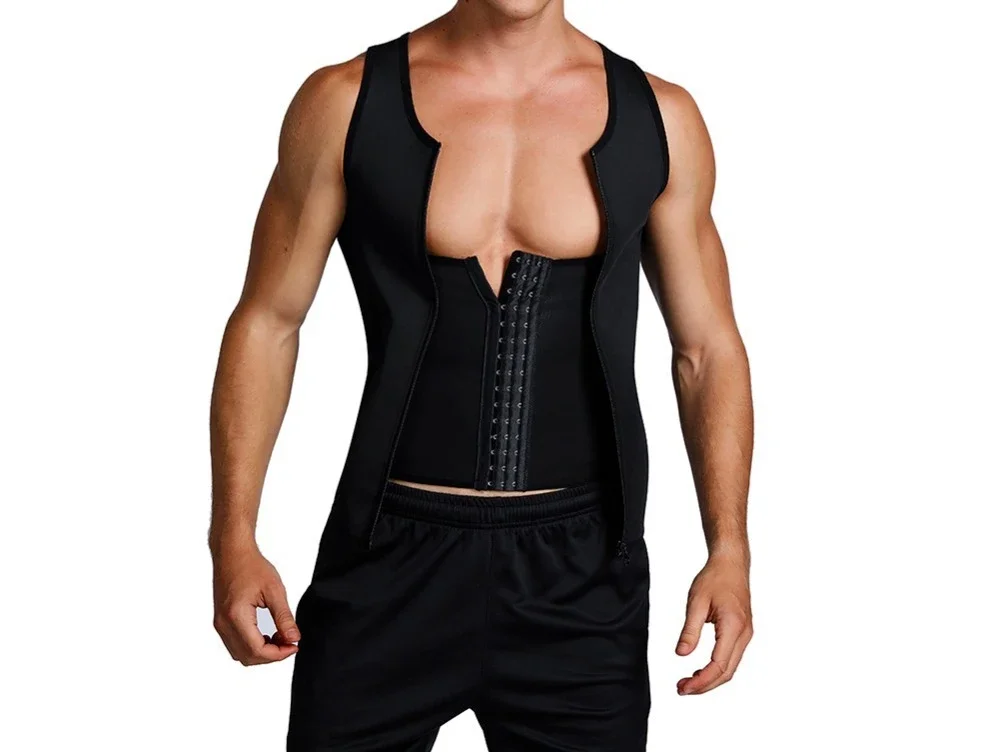 Large size men's sauna suit belly vest sports vest corset neoprene tights shapewear