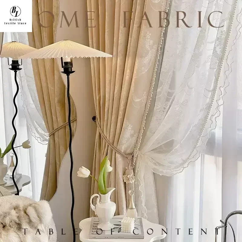 

Custom Size！！European Elegant Embroidery White and Pink Jacquard Fashion Thick Curtains for Living Dining Room Bedroom Window
