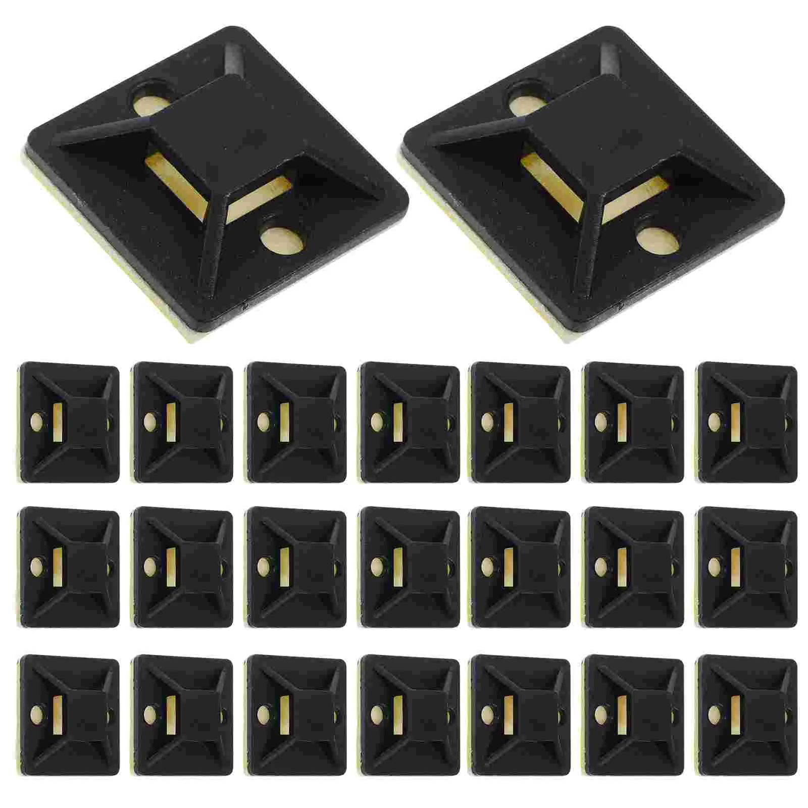 100 Pcs Zip Tie Holders Adhesive Ties Mount Black Glue Mounts Adhesive-backed