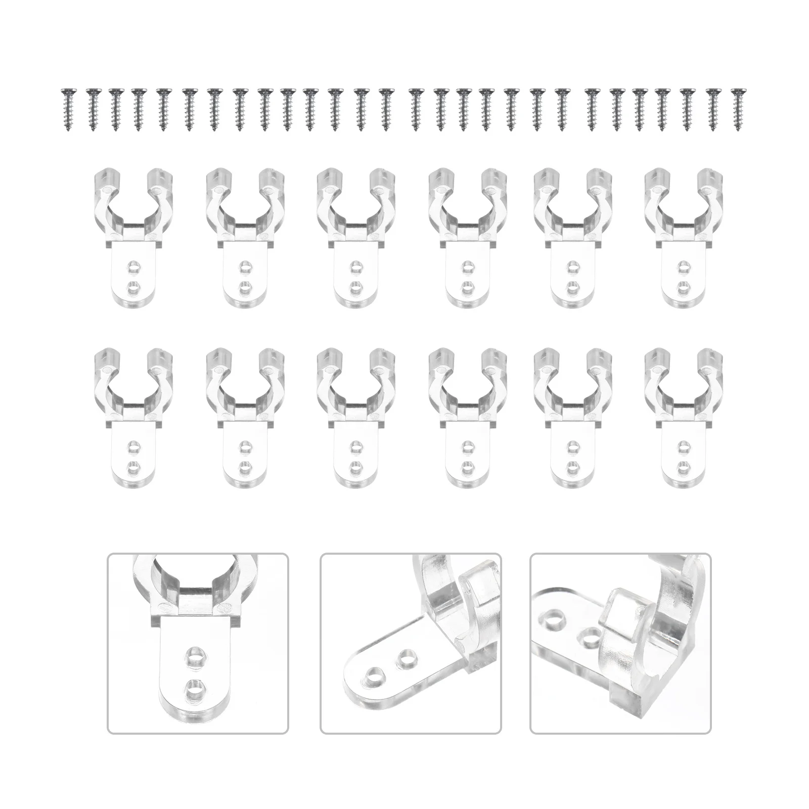 

100pcs Led Light Tube Holder Transparent Pc Clamp 11-13Mm Band Durable For Indoor Outdoor Use Light Tube Clip Fluorescent Lamp