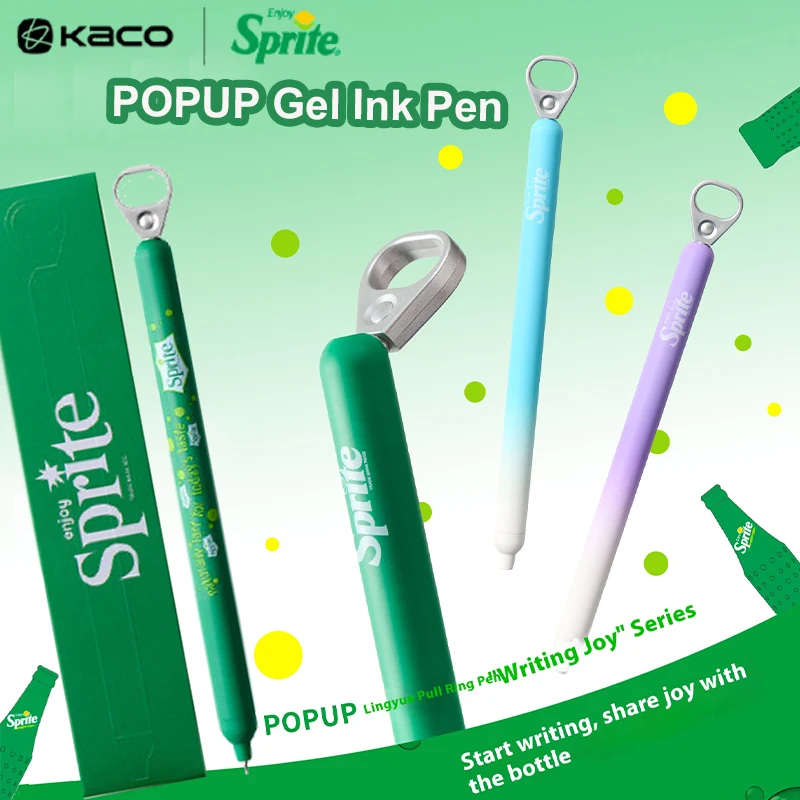 

KACO POPUP Gel Pen Sprite Co-branding Side-Press Retractable Pen Smooth ST Nib 800M Quick-Dry Ink for Exam Office Ideal Gifts
