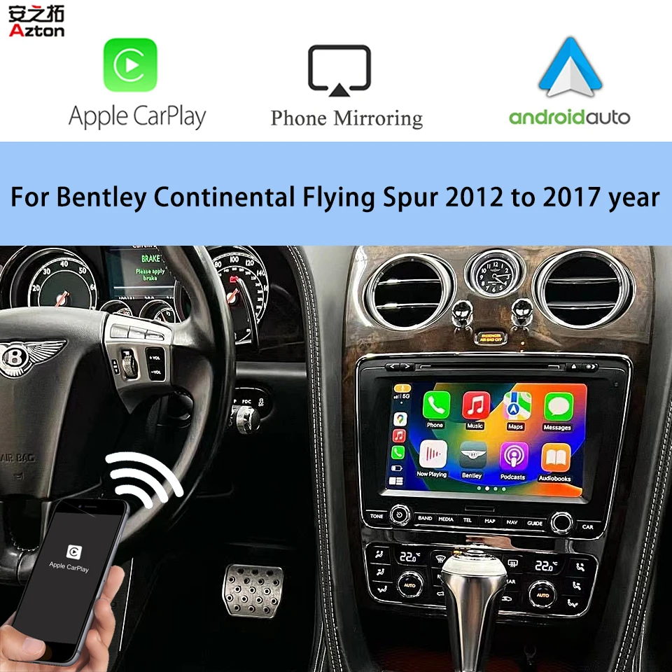 

Car Android Auto Unit iPhone CarPlay Integration For Bentley Continental GT Flying Spur Smart Navigation Spotify Reverse System