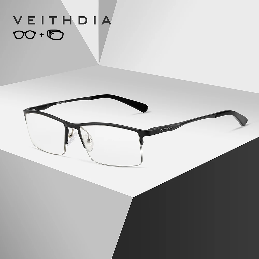 

VEITHDIA Titanium Progressive Prescription Reading Glasses Photochromic Myopia Optical Eyewear Frame with Recipe Men Women V8721