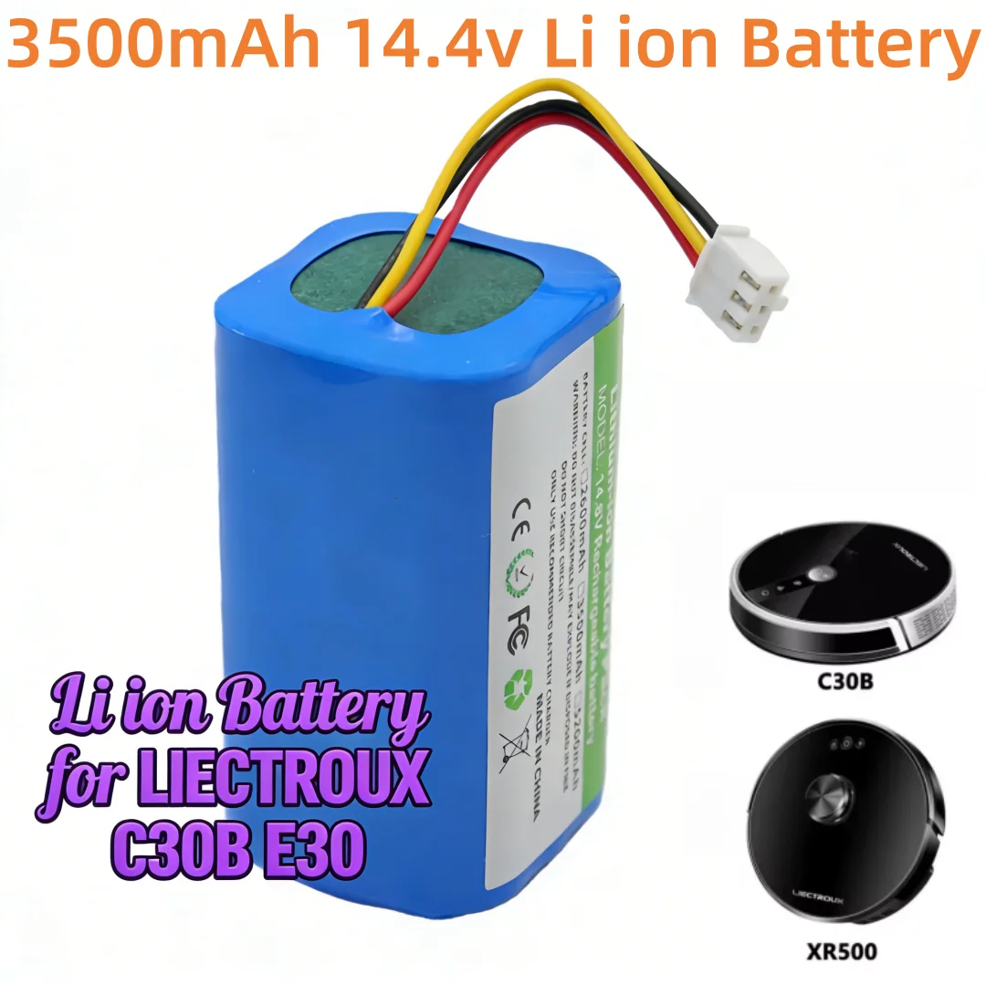 

Оригинальный литий-ионный аккумулятор 14,4 В 3500 мАч/2600 мАч 18650 для робота-пылесоса LIECTROUX C30B E30, запасные части, долговечный