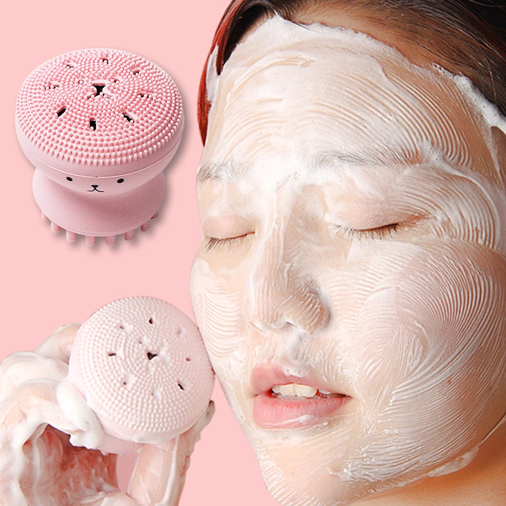 new Octopus Shaped Facial Cleansing Brush Waterproof Exfoliator Silicone Face Cleaning Massage Brush Women Beauty Tools