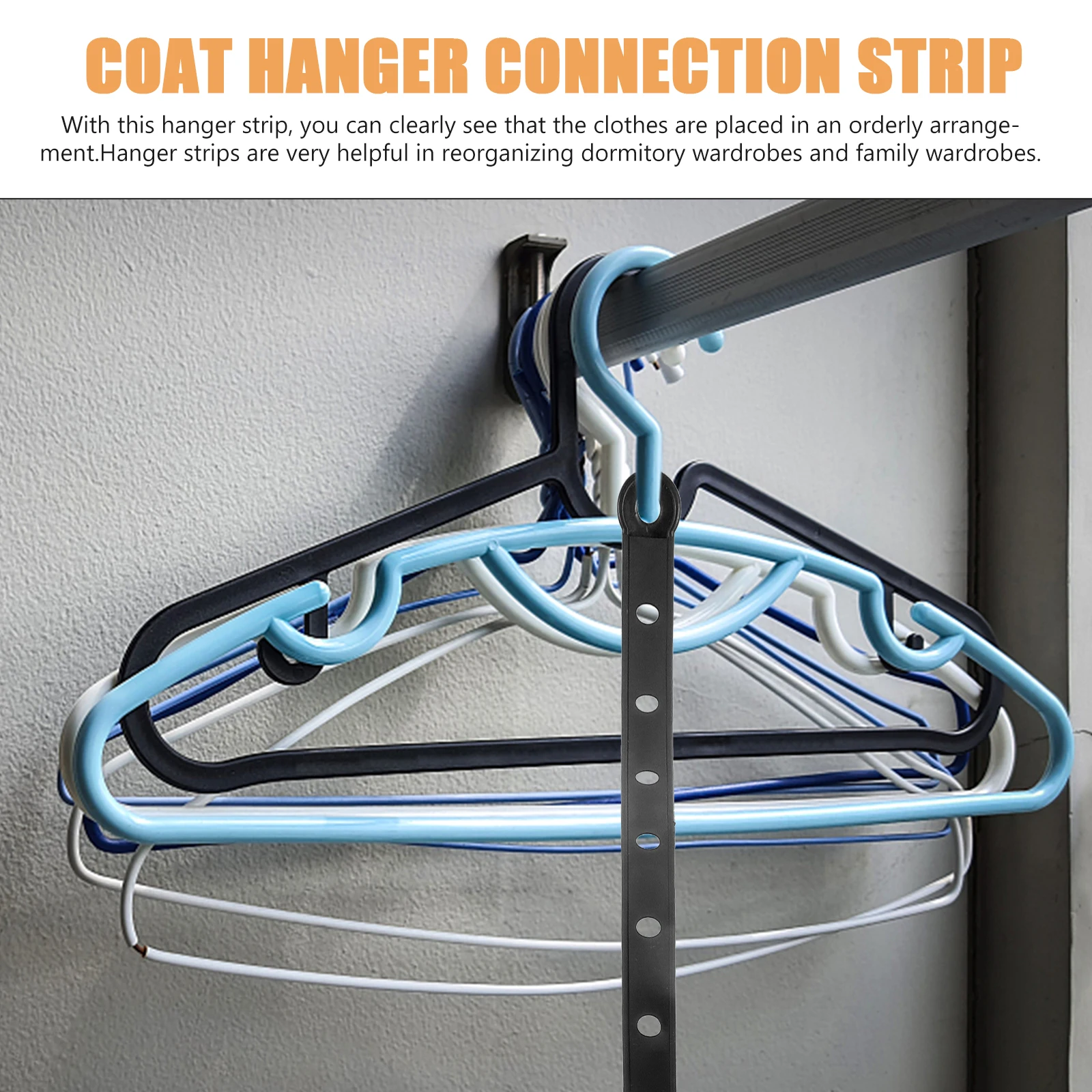 

20 Pcs Hanger Connection Strip Black Clothes Hanging Strips Space Saver Closet Organizer Wardrobe Strips Coat Hanger Connector