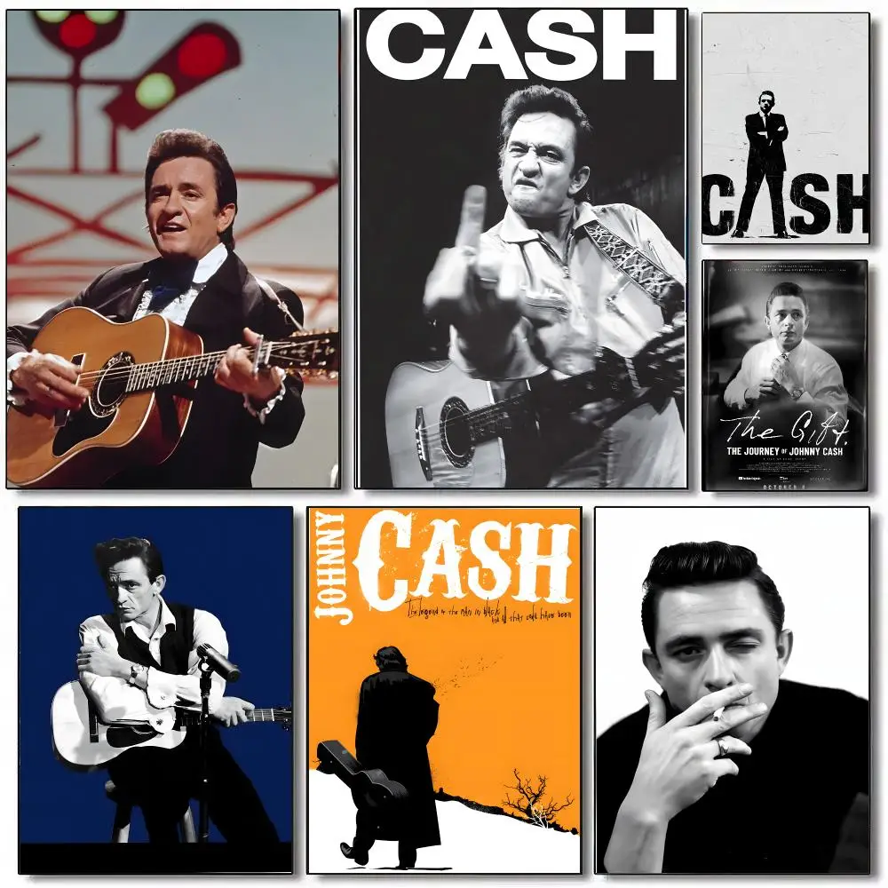 Singer J-Johnny Cash Poster Sticky Painting Prints Wall Art Waterproof Home Living Bed Room Bar Cafe Aesthetic Decor