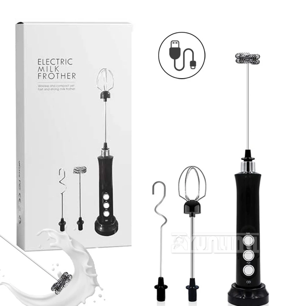 Espumador De Leite Elétrico De Aço Inoxidável, Espumador de leite portátil, Batedor de café sem fio, Misturador portátil do leite