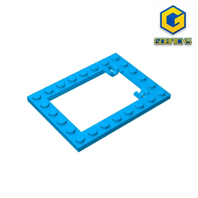 Gobricks GDS-845  Plate, Modified 6 x 8 Trap Door Frame Horizontal (Long Pin Holders) compatible with lego  92107