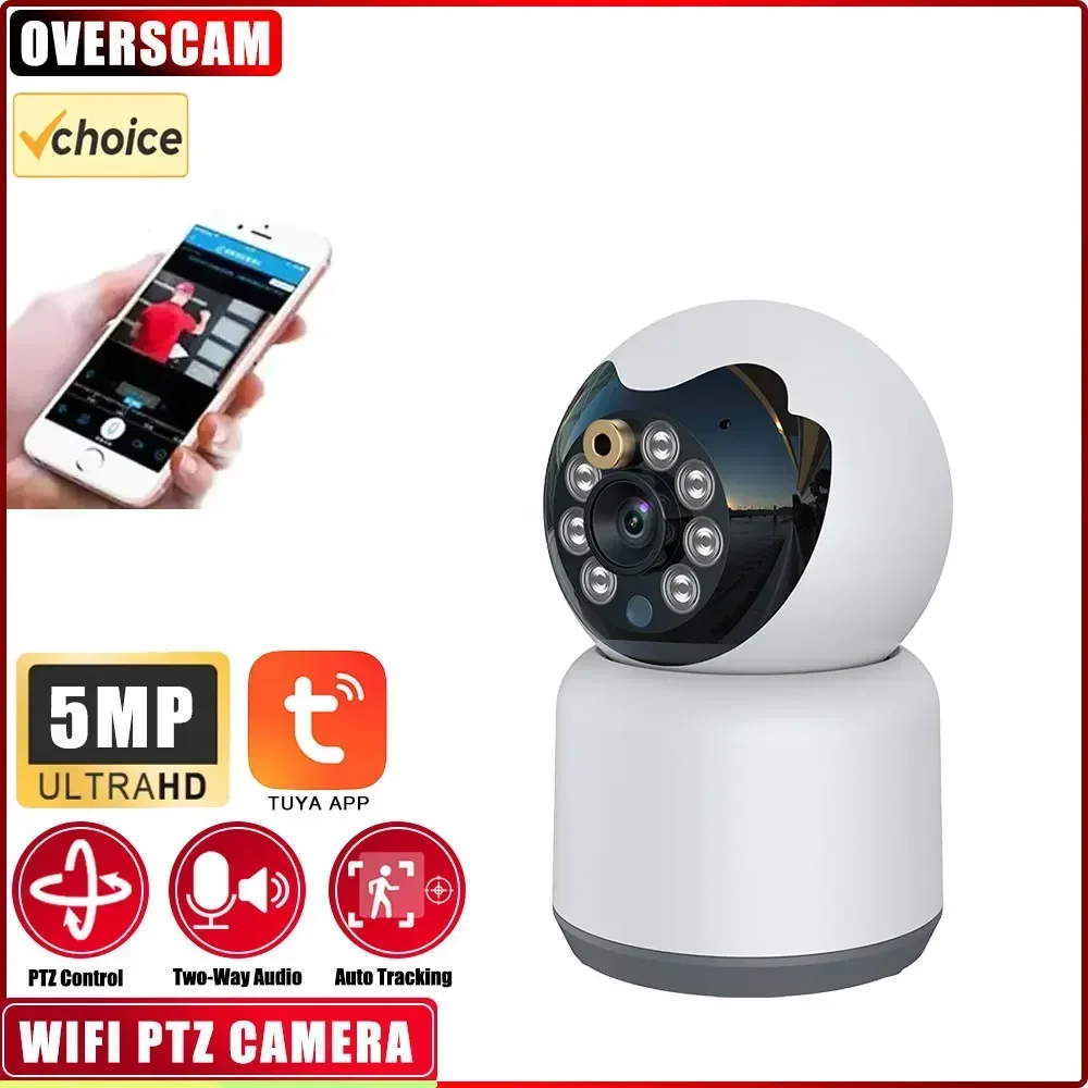 

5MP Cat Teasing Wireless Camera With Tuya Smart Home WiFi Wireless Surveillance PTZ Camera Security Baby Monitor Auto Tracking