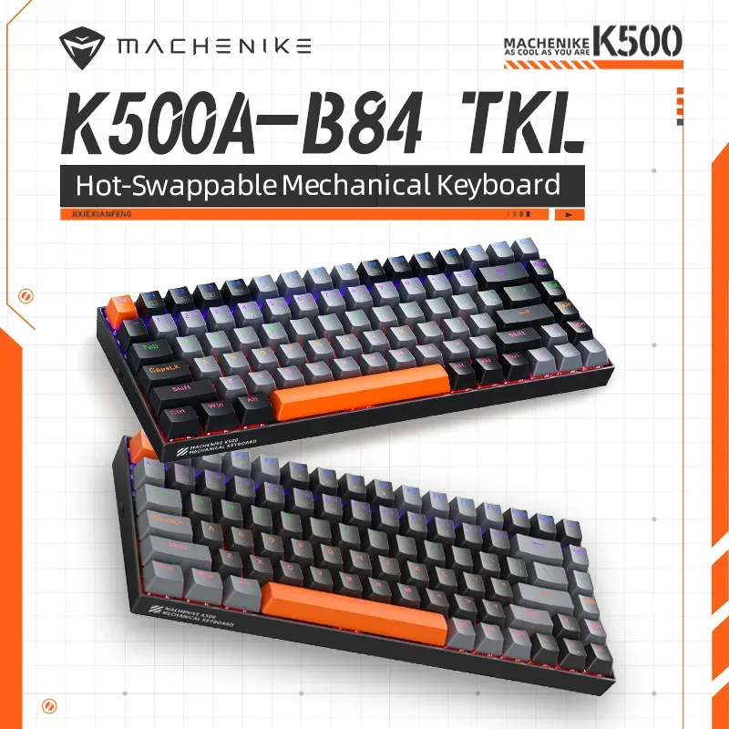  Machenike K500A-B84 Mechanical Keyboard 75% TKL Hot-Swappable Wired Gaming Keyboard 6-Color Backlit 84 Keys For PC Gamers Laptop 