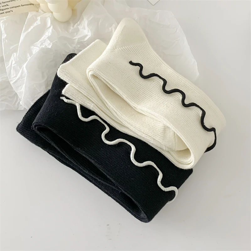 جوارب بيضاء طويلة بسيطة قابلة للتنفس للنساء ، جوارب مريحة ، ركبة عالية ، سيدات ، موضة جديدة ، جودة عالية ، ربيعية #5