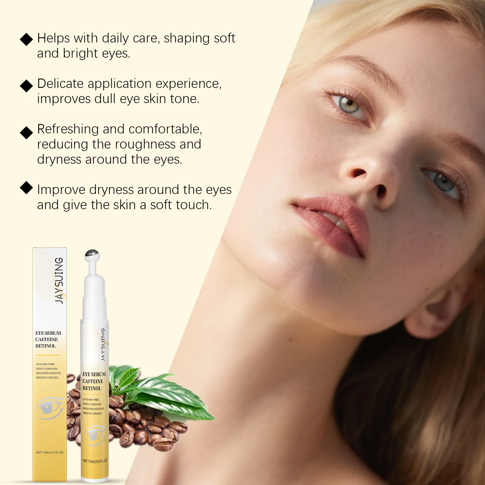 Retinol Eye Serum Roller For Dark Circles Puffy Eyes Wrinkle Firming Hydrating Treatment Gentle Roll On Brightening Eye Care view 6