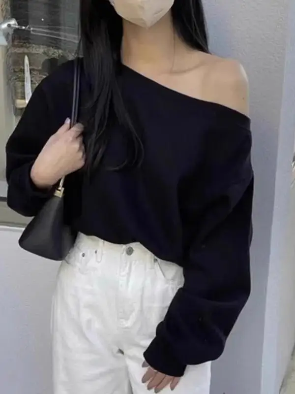 

Толстовки женские женские повседневные уличные с длинными рукавами однотонные осенне-зимние модные топы в стиле хип-хоп большого размера нишевые высокие