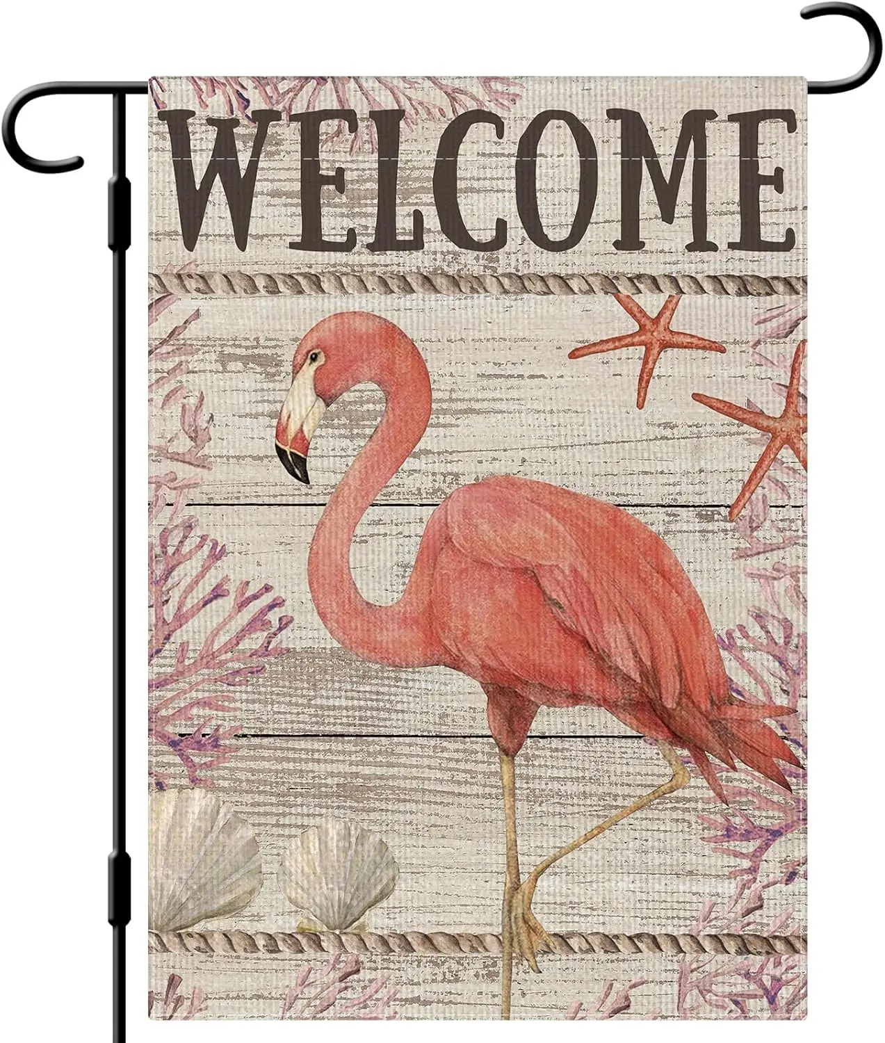 DLZDN Welcome Flamingo Garden Flag 12×18 Inch Double Side Vertical Burlap Farmhouse Yard Flag Summer Seasonal Outdoor House jjp