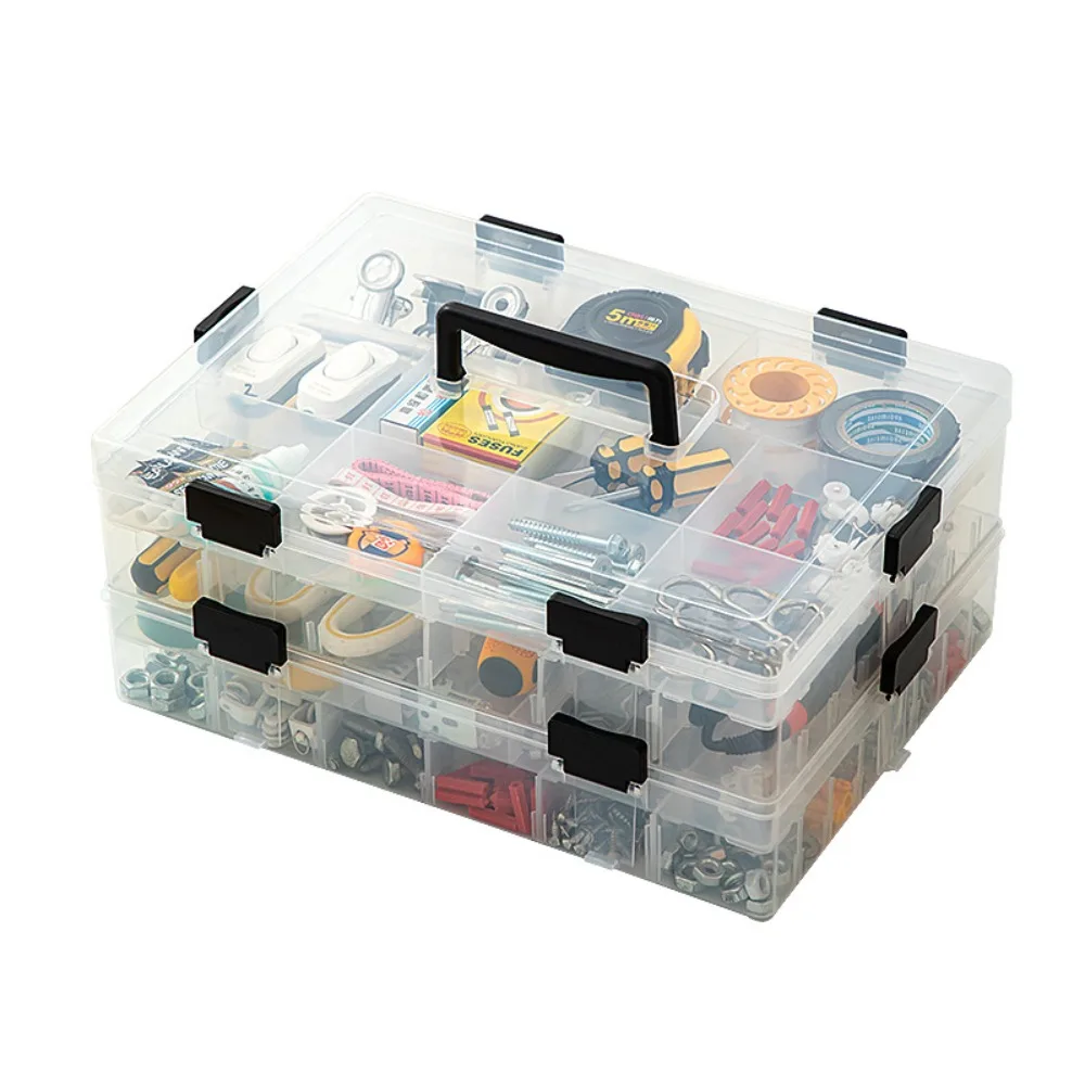 Portable Hardware Tools Case Multi-layer Hardware Tools Hand Tools Storage Organizer Multifunction Transparent