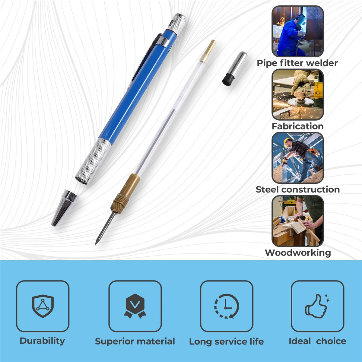 (CNIM) Mechanical Pencils Metal Marker with Builtin Sharpener for Pipe Fitter Welder Steel Construction Fabrication Woodworking