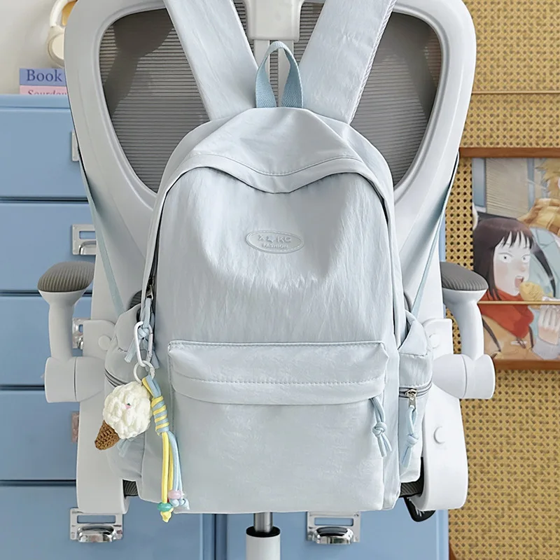 casual-backpack-pure-color-versatile-women's-student-backpack-high-aesthetic-simple-design-dual-shoulder-bag-for-teens