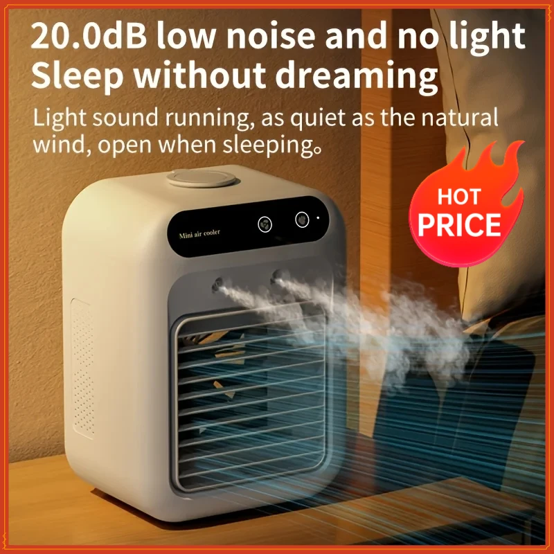 USB Desktop Fan Water tank Mini Air Cooler Portable Personal Cooling Device 1800mAh Lithium Battery Low Voltage Operation Fan