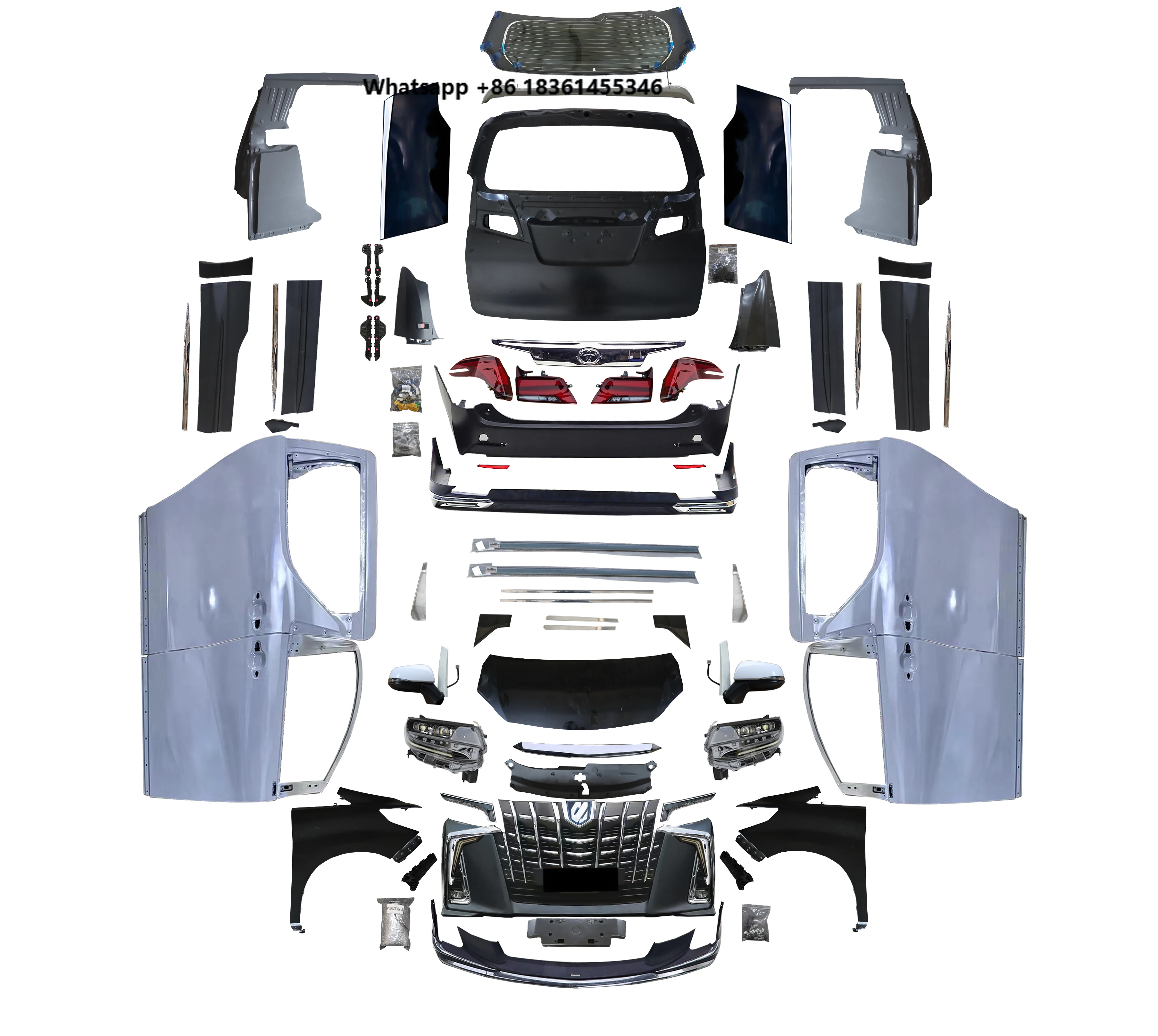 For 2009-2014  Alphard Durable Aluminium Auto Door Enhances Car Model For 2022 35 Series Appearance Upgrade Kit