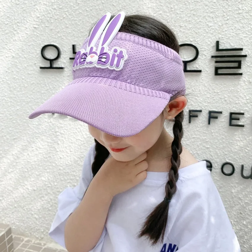 3-12 Year Kids Summer Hat Cute Cartoon Rabbit Wing Visors for Kids Boy Girl 2023 New Thin Hollow Breathable Children Peak Cap