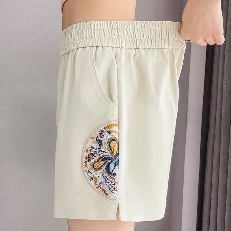 Women's Chinese Style Cotton Linen Wide-leg Pants Shorts Summer Thin Loose Casual Slim Plus Size Casual Hot Short Sweatpants New