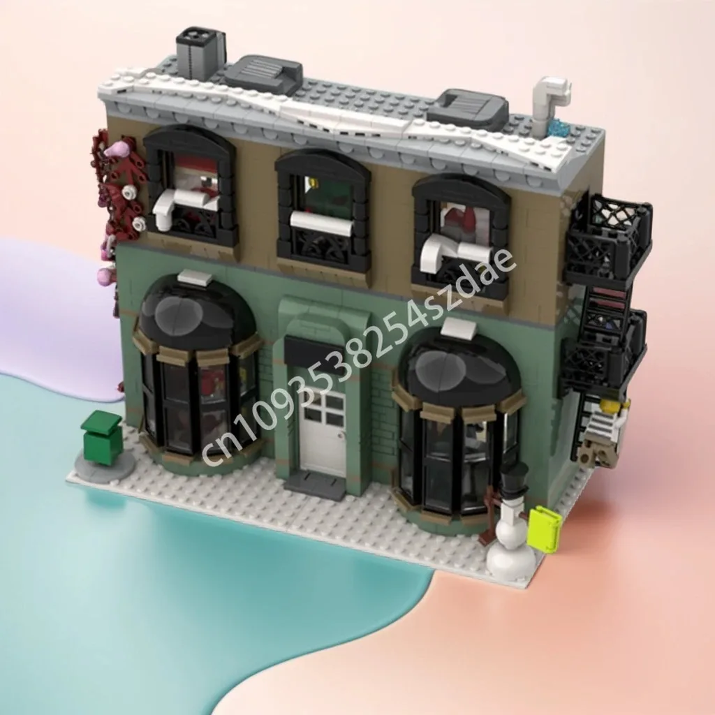 

1353 шт. MOC основная улица книжный магазин зимние строительные блоки логическое мышление детская модель строительство Рождественская игрушка в подарок