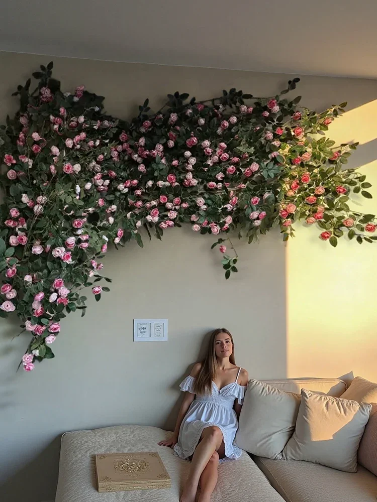 landscaping clock in background wall air conditioning duct arrangement waterfall flower wall decoration