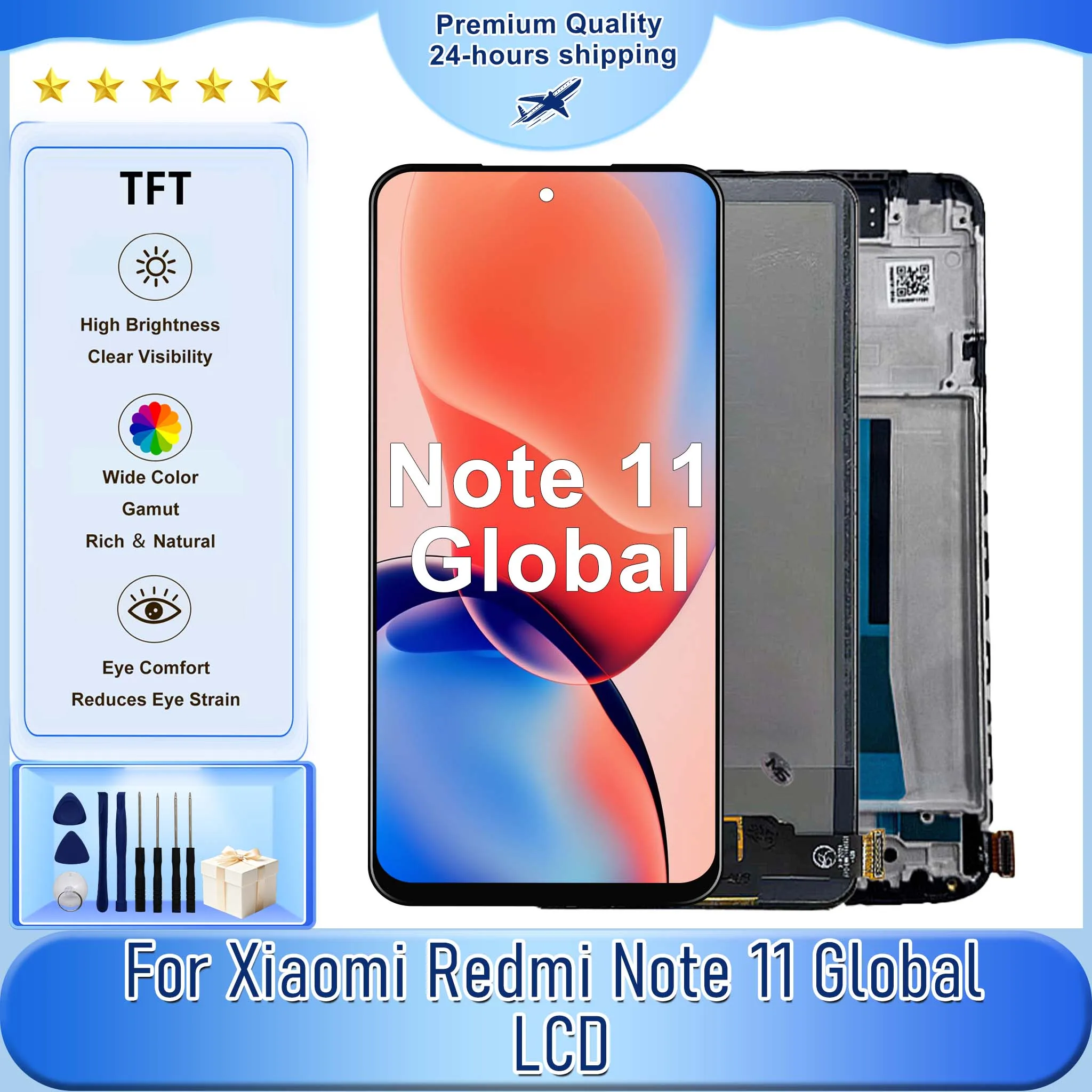 TFT Screen For Xiaomi Redmi Note 11 Global LCD Touch Screen For Redmi Note 11 Global Display 2201117TG LCD Digitizer Replacement