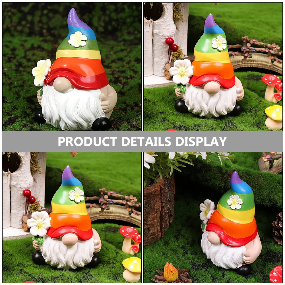 Exquisite Detail Resin Gnome Statue Garden Decoration Outdoor Lawn Patio Yard Indoor Desk Dining Table Bookcase Shelf Nightstand