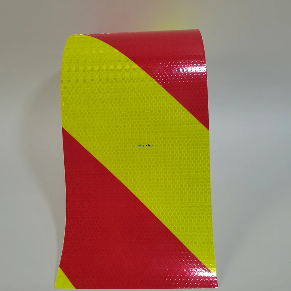 15cm*5m Twill Reflective Material Fluorescent Yellow-Red Tape Waterproof High Visibility Adhesive Warning Reflectors Car Sticker