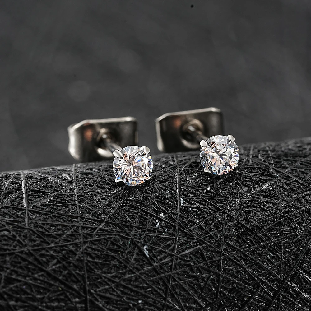 1 Pair Right Grand ASTM F136 Titanium 2/3/4/5mm CZ Stud Earrings 20G Minimalist Wedding Cartilage Helix Tragus Piercing Jewelry