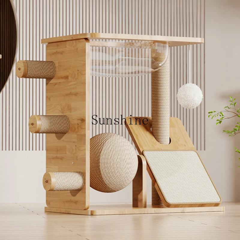 Solid wood cat tree integrated enlarged space capsule sisal cat jumping platform does not occupy an area