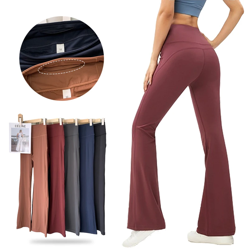 

(S-XL) Голые бесшовные женские брюки для йоги с высокой талией, расклешенные колготки для тренировок, леггинсы для тренажерного зала, фитнеса, бега, танцев
