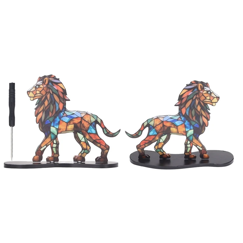 

Lion Flat Decoration Ornament Lion Style Flat Decoration Ornament Wildlife Metal Art Base Home Room Table Decoration