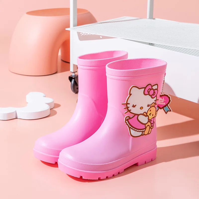 Sanrio Kawaii Anime Children Rain Boots Kuromi My Melody Cartoon Sweet Cute Hello Kitty Babys Outdoor Rain Shoes Gift for Girls