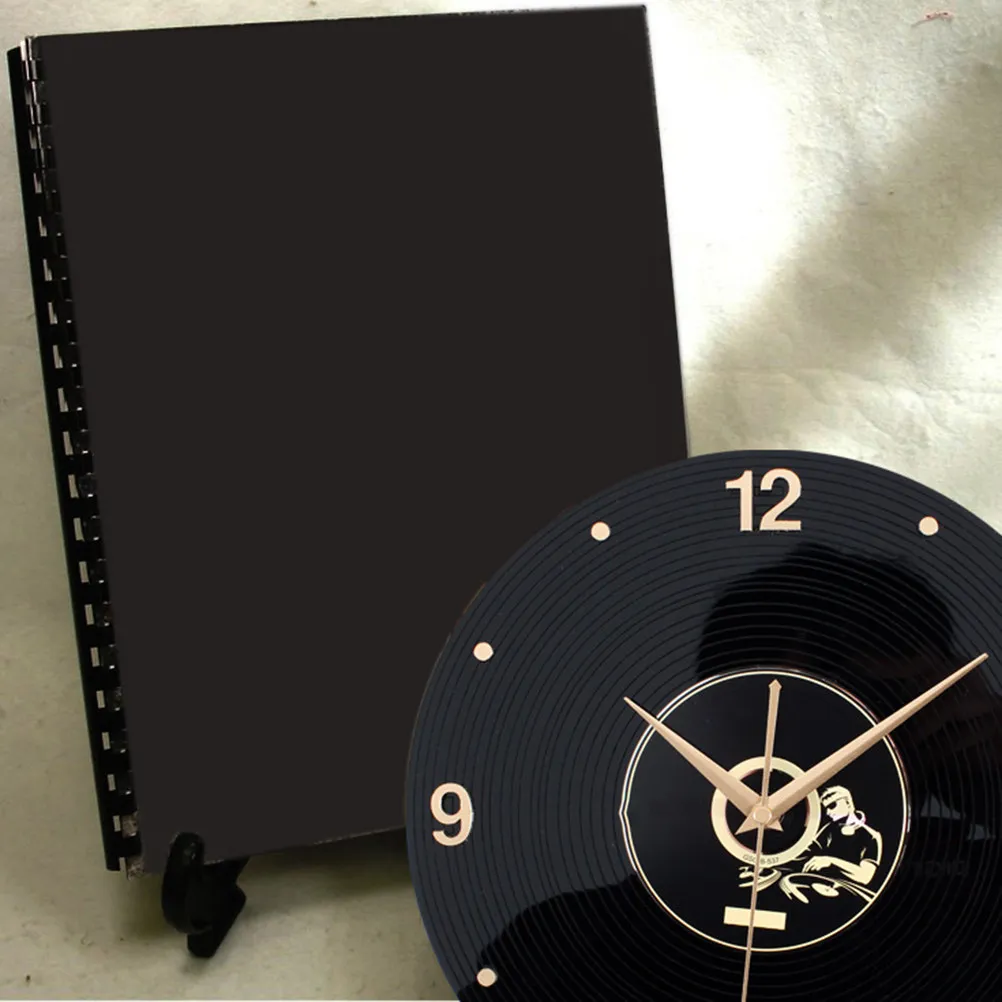 Black Golden Vinyl Record Wall Clock Premium Acrylic Note Design Vintage Retro Music Decor Home Office Classroom Gift