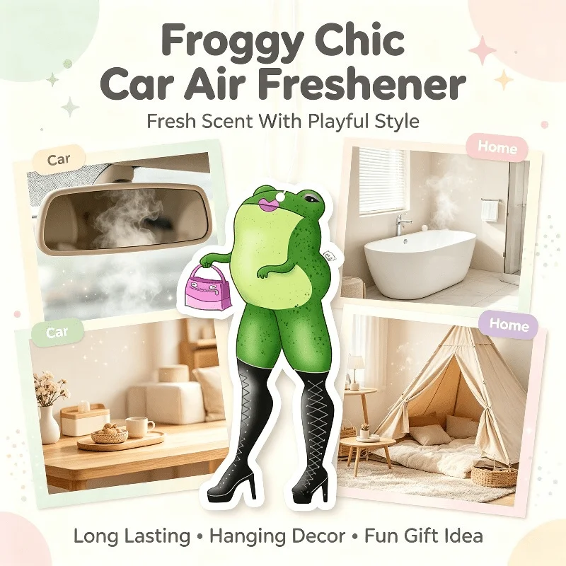 Car Air Freshener Stylish Fashion Frog Character Hanging Scent Card for Car Interior Decor Rearview Mirror Ornament Gift