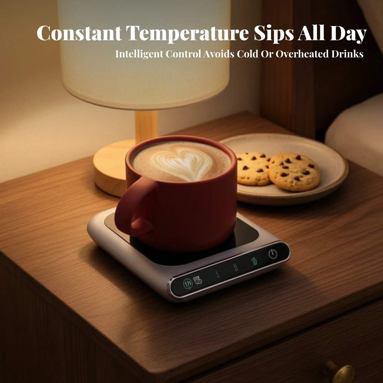 Electric Cup Warmer Coaster Compact Cup Warmer with Automatic Power-off Appliance Flat-Bottomed for Office Workers, Study Room