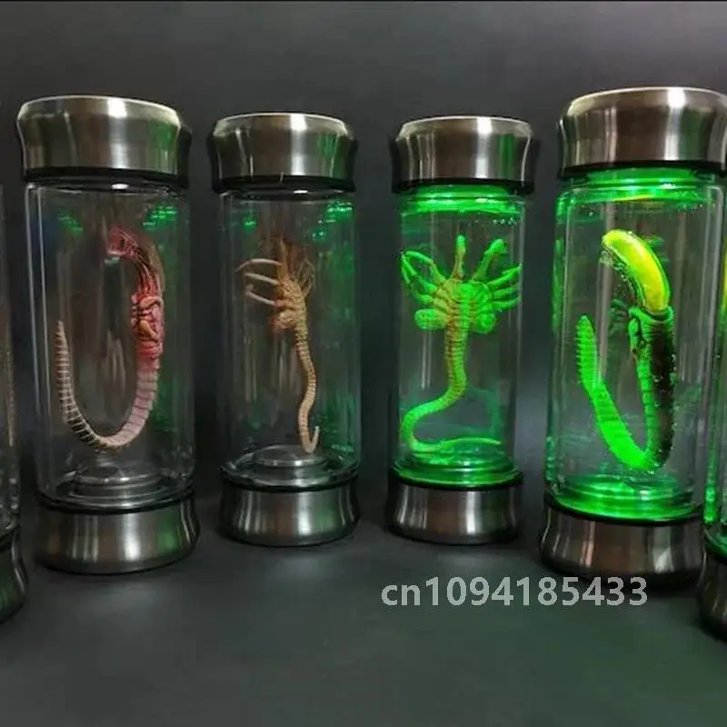 Alien Glow Jar Xenomorph Specimen Facehugger Embryo Glass Jar Movie Prop Replica Home Decor Desktop Crafts Sculpture Decoration