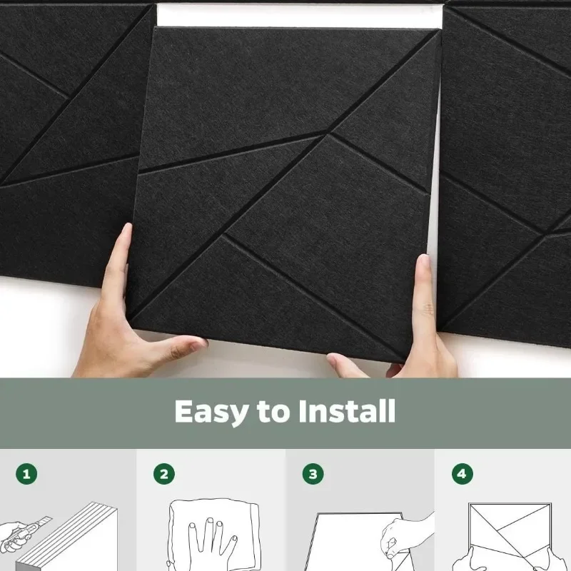 High Density 3D Grooved Felt Acoustic Panels Wall Tile Stickers Sound Insulation Noise Reduction Wall Panels for Office Studio